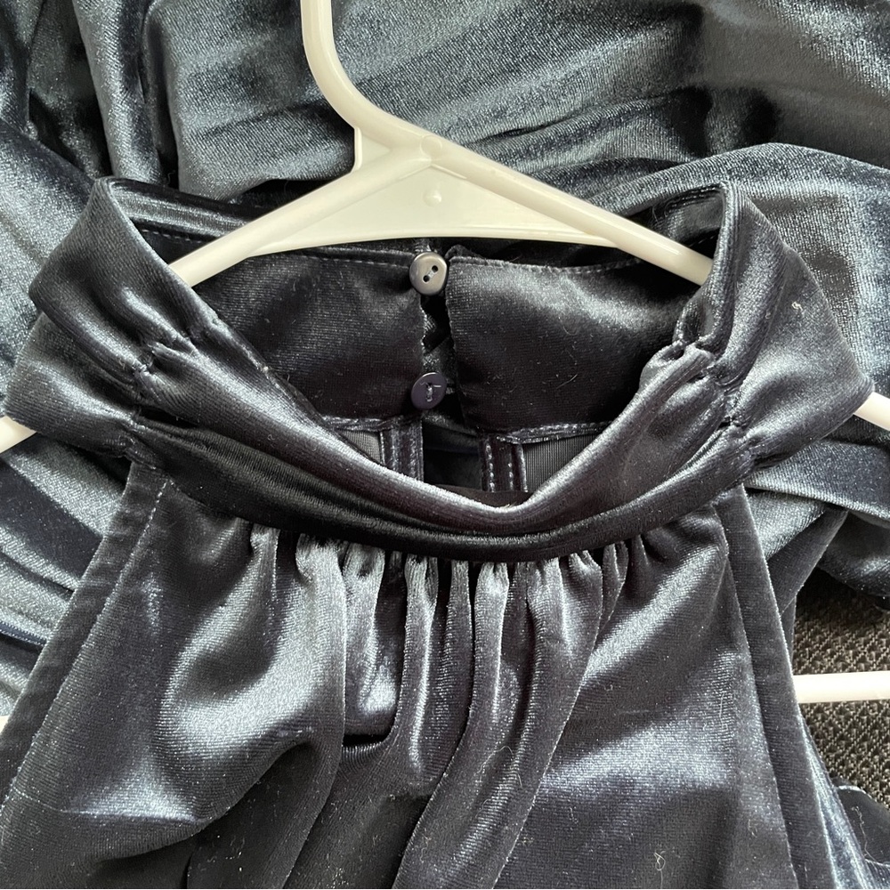 Skies are Blue Velvet Mock Neck Halter Dress